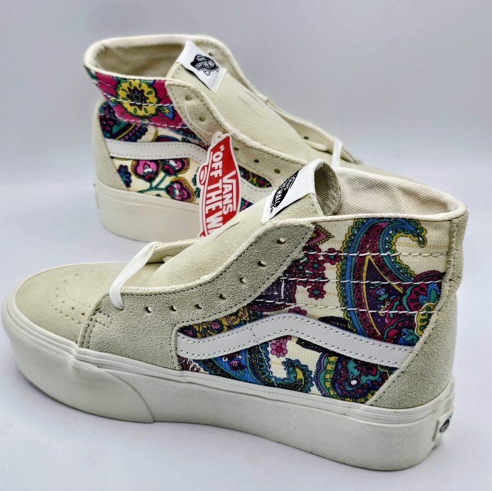 VANS Sk8-hi Tapered Stackform Paisley Bloom Turtledove Women's High Shoe Size 6